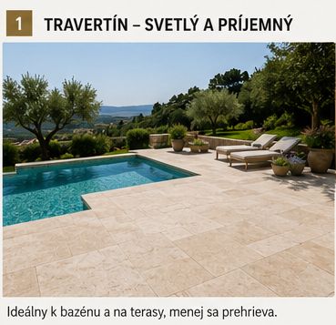 Travertínová dlažba k bazénu a na terasu z prírodného kameňa